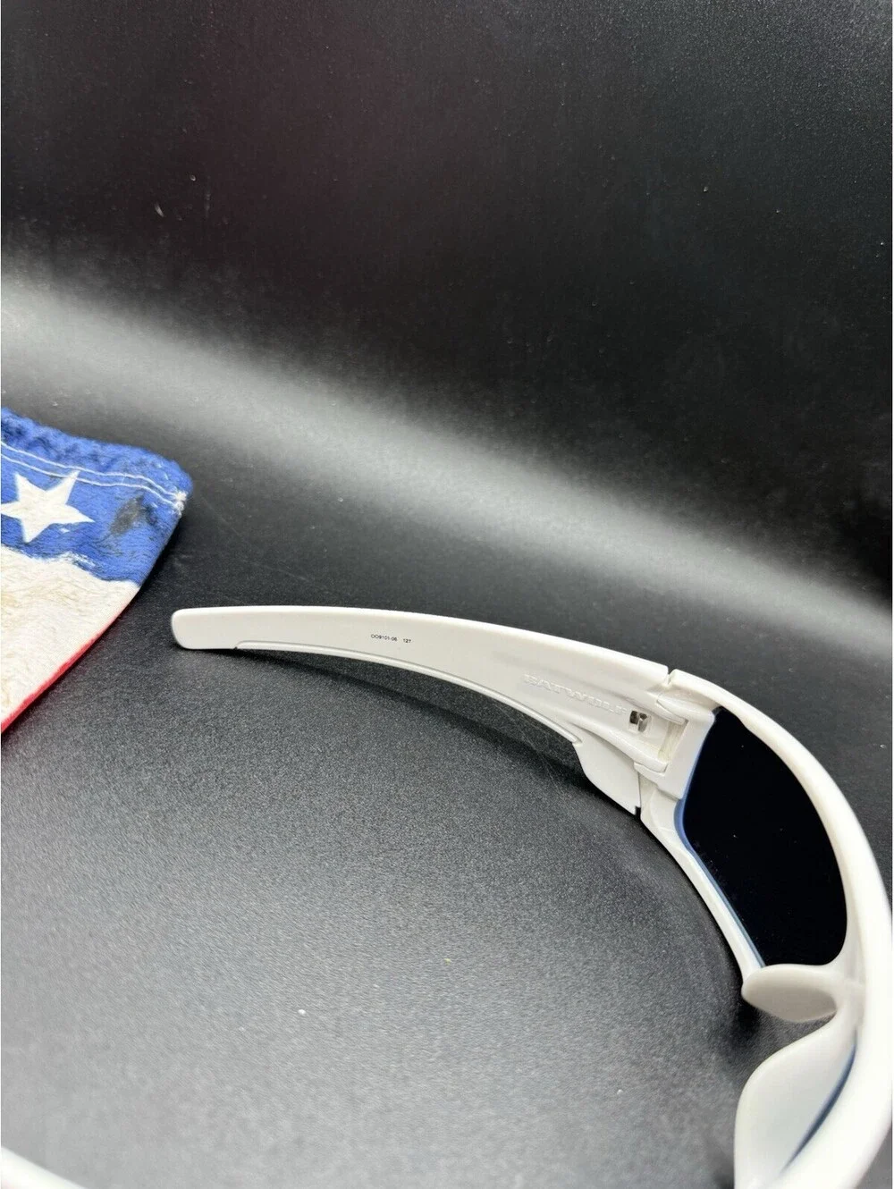 Oakley Batwolf Polished White/Ruby Iridium Lenses 9101-06 America Etched